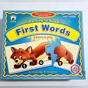 Vtg 2003 Learning to‎ Read First Words 14 Puzzles 42 Pieces Sight Words Ages 3+